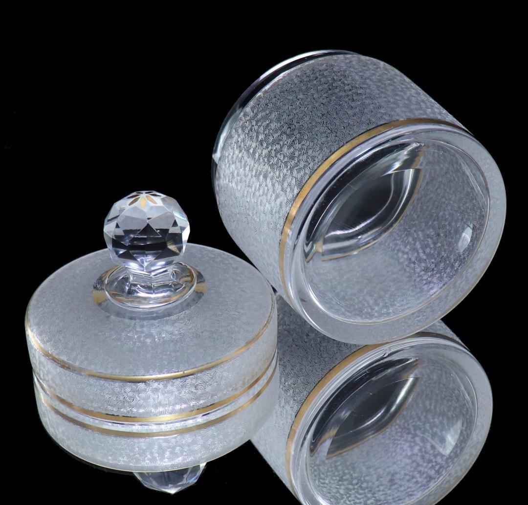 オールド・バカラ 春海商店特別注文品 青海波模様 金彩 蓋物 大サイズ 小物入れ