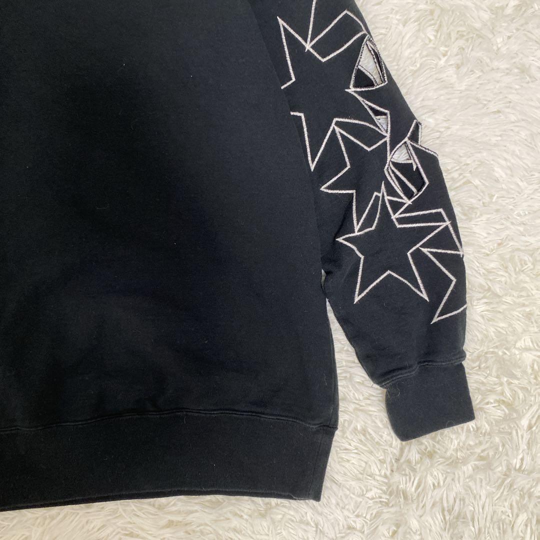 希少 ヒステリックグラマー ヒスガール スウェット 星柄 切り抜き刺繍 ブラック