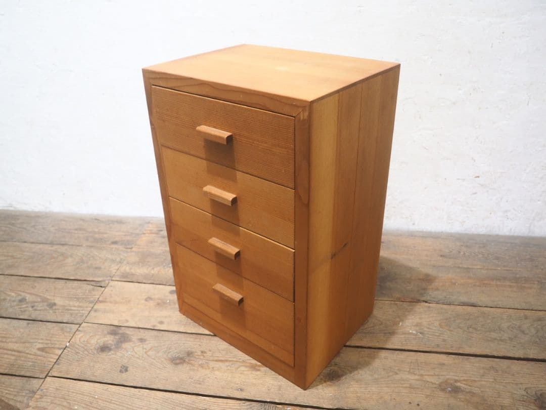 1243 ①10kg 重厚な無垢材の収納棚　袖机　引き出し　チェスト　テーブル