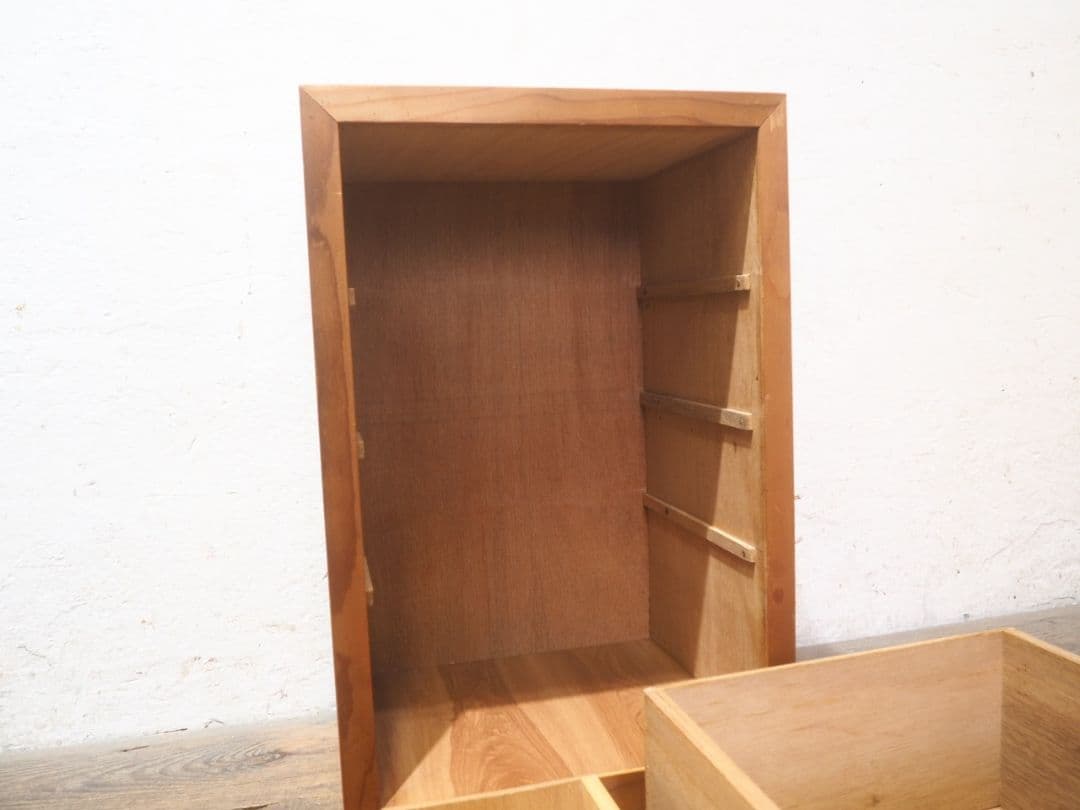 1243 ①10kg 重厚な無垢材の収納棚　袖机　引き出し　チェスト　テーブル