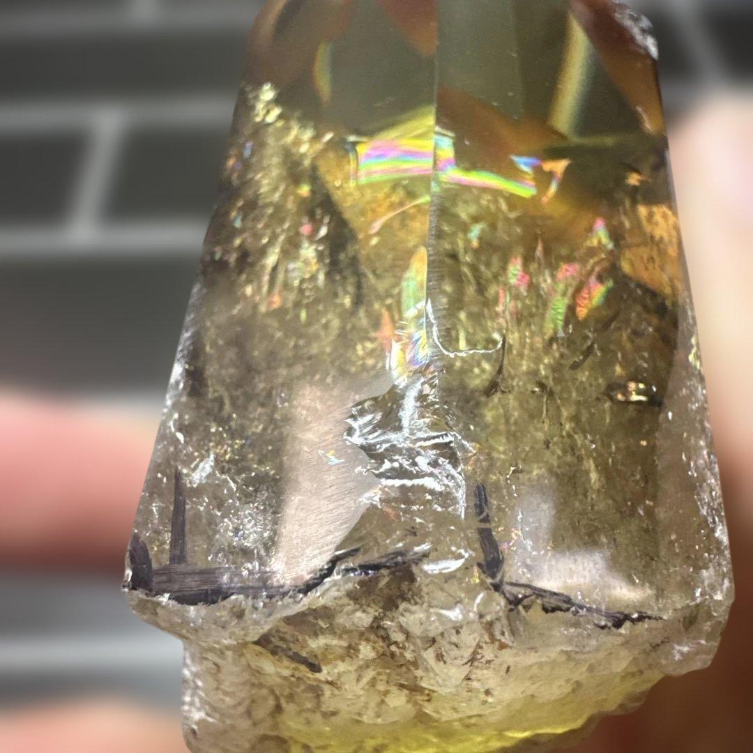 【極上品】スモーキーゼウスシトリン ポイント原石 高透明　台座付