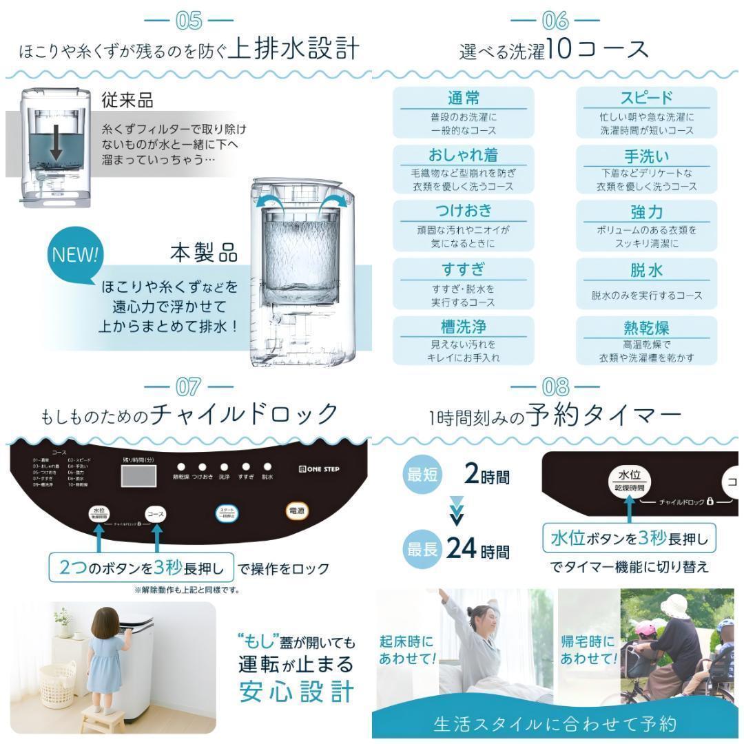 洗濯乾燥機 縦型 3.2kg 全自動 穴無しステンレス槽 ヒーター乾燥 小型