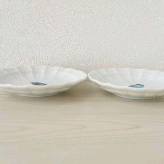 新品2枚セット　九谷焼ちゅんちゅん豆皿　こがら　るりびたき