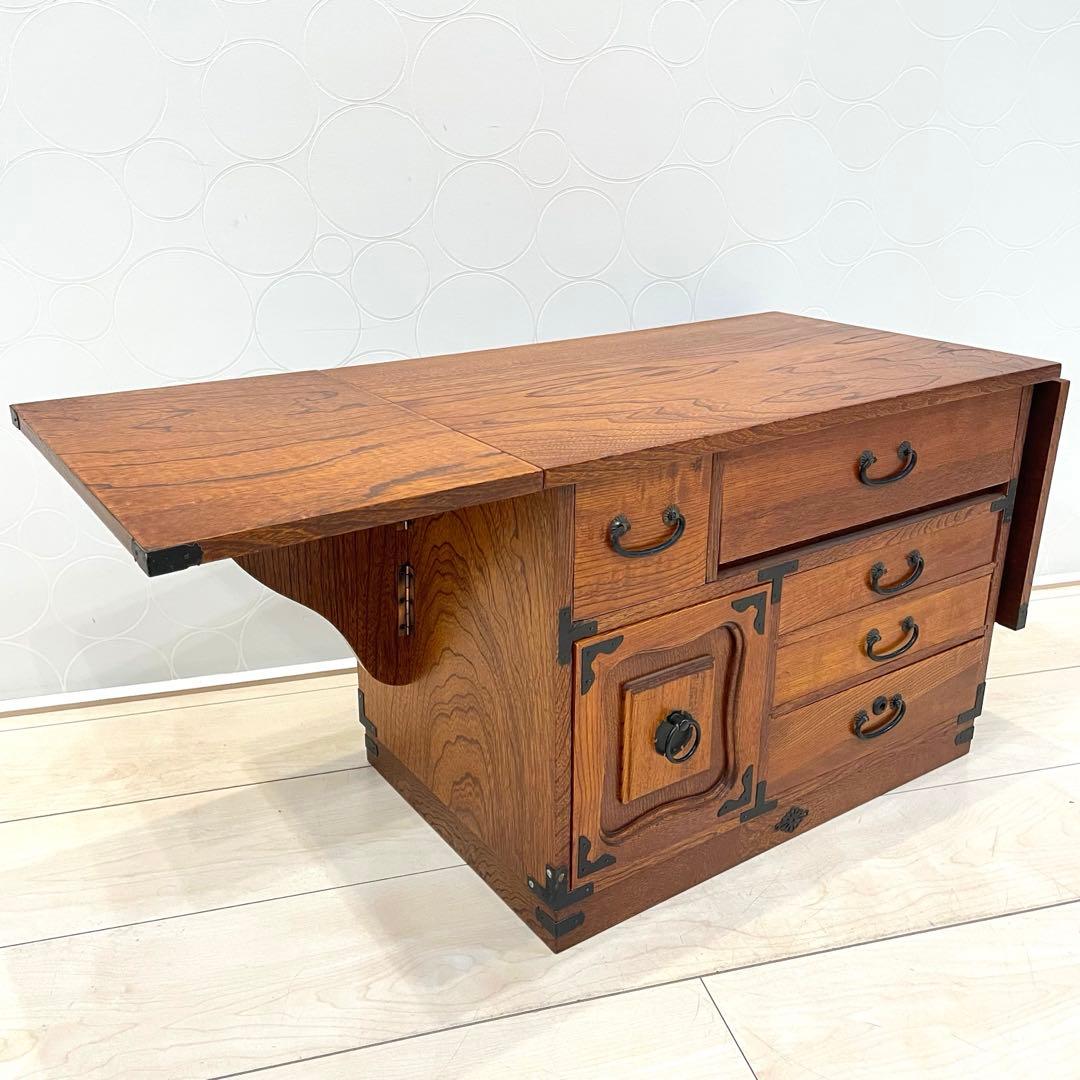 【美品】和裁机 ソーイングデスク 昭和レトロ 木製 裁縫机 折りたたみ テーブル