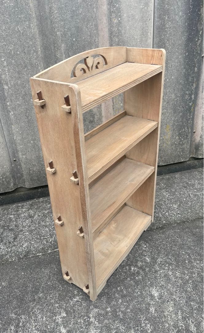 古道具/当時物/木製/無垢材/本棚/透かし彫り/店舗什器/ディスプレイ/③
