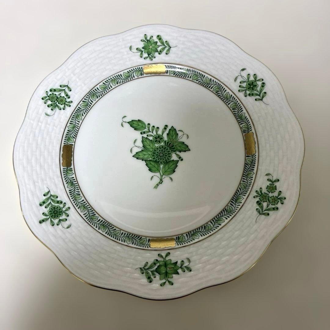 【未使用】ヘレンド　アポニーグリーン　ティーカップ＆ソーサー&デザートプレート