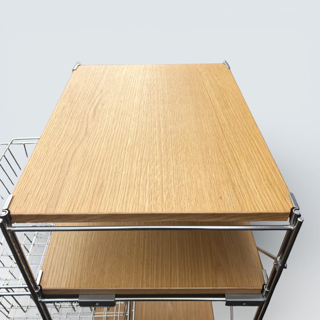 【送料込】無印良品 ステンレスユニットシェルフ オーク バスケット キャスター付