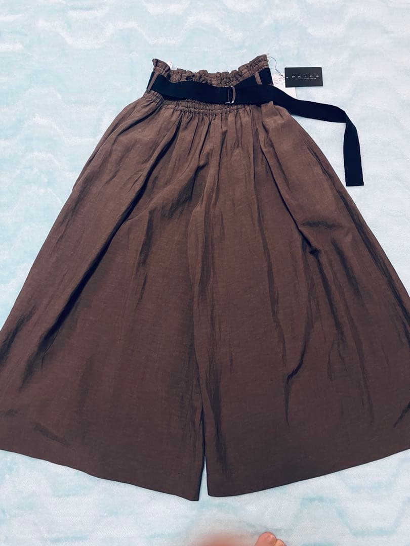 PRIDE　レーヨンリネン ロングガウチョパンツ　こげ茶【36】 ☆新品未使用☆