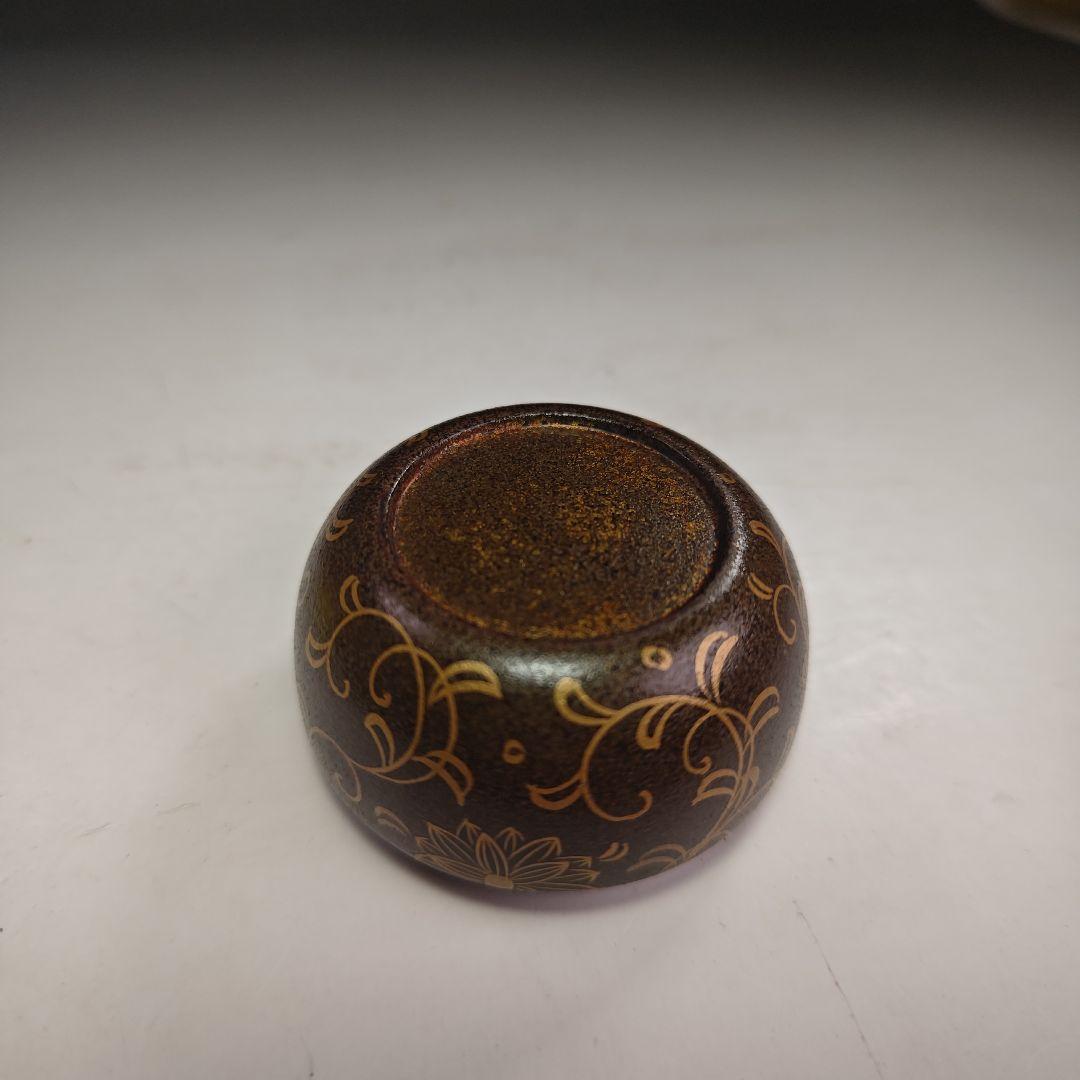 イ938 棗『時代　菊蒔絵　内梨地　平棗　木箱』茶道具