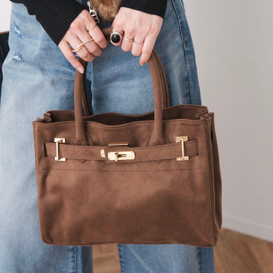 ブラウン スエード ハンドバッグ