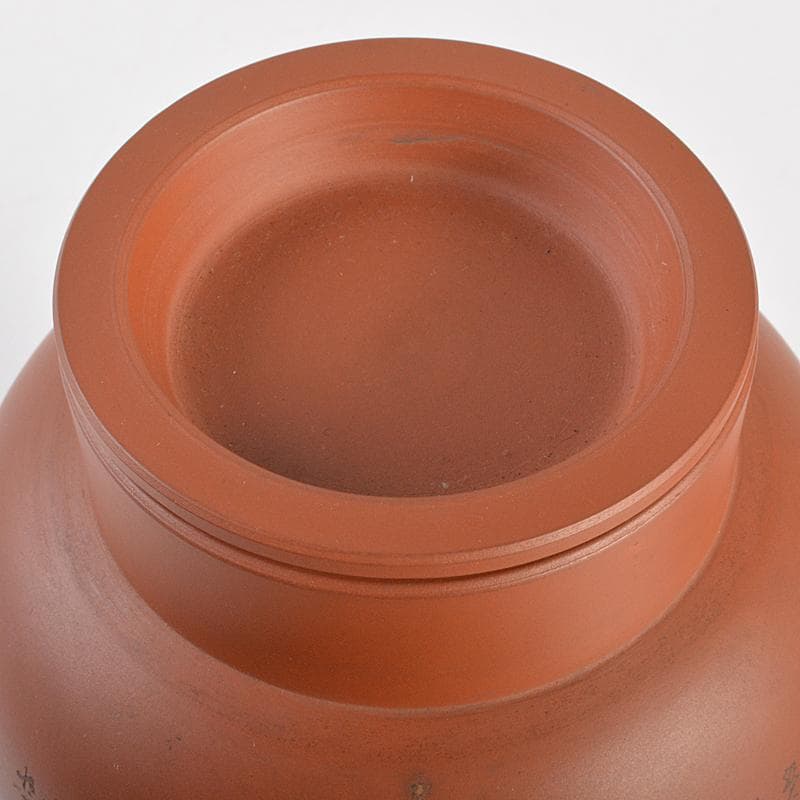 常滑焼　水川玉斎　朱泥　細字漢詩山水文　茶壷　茶心壷　時代箱付　D　R7354B