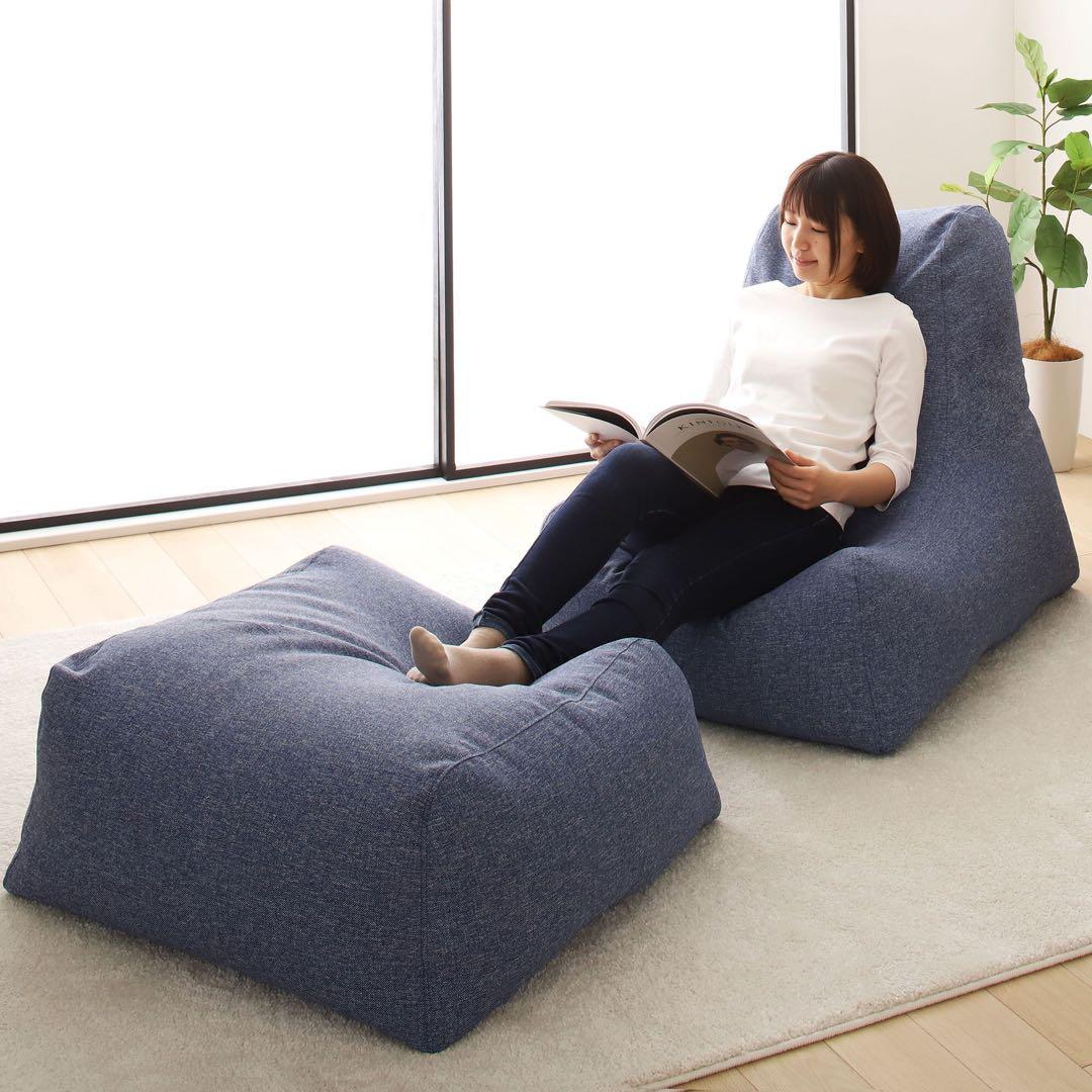 A 新品 オットマン 単品 グリーン ビーズクッション ソファ 足置き 大きい