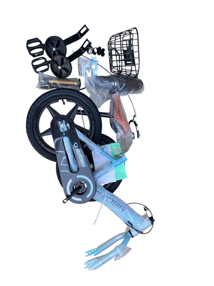 子供用自転車　高炭素鋼フレーム 16インチ　簡単組立　ブルー　Ｂ型　補助輪付