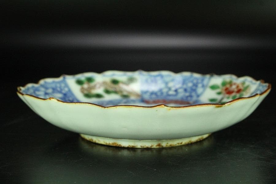 中国美術 赤絵 祥瑞 鶏蝶草花紋 皿 四枚 成化年製 まとめて(K-LC822)
