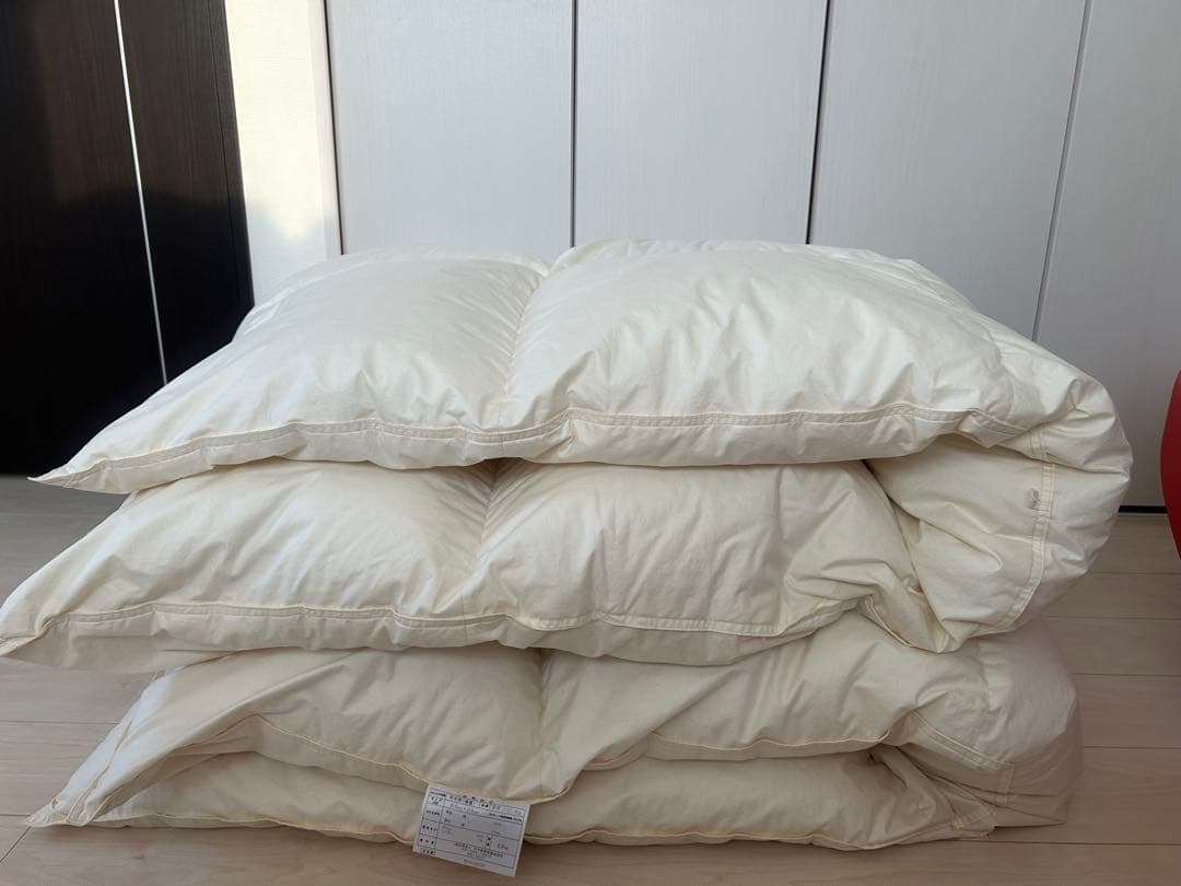 羽毛布団　クイーンサイズ　日本製　無地　ホワイトダックダウン　増量