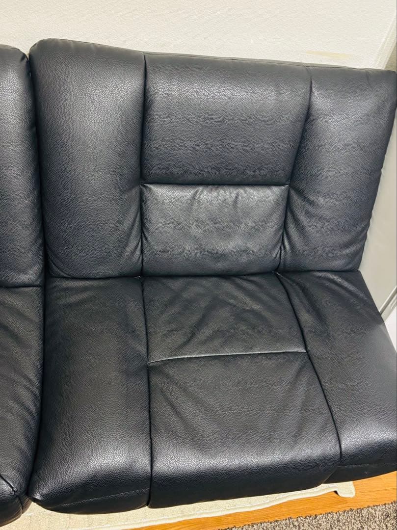 レザー調 ブラック L型角　ソファーセット クッション付き❗️