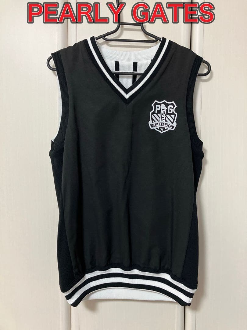 【美品】PEARLY GATES ベスト ブラック/ホワイト