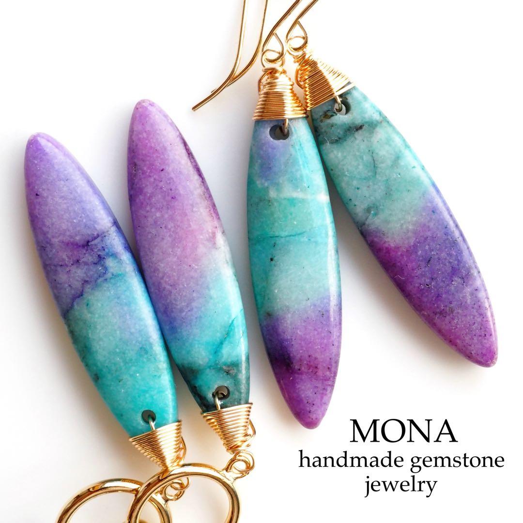 【Ruby】ブルースポットジャスパーの大粒リーフ彫刻ネックレストップ