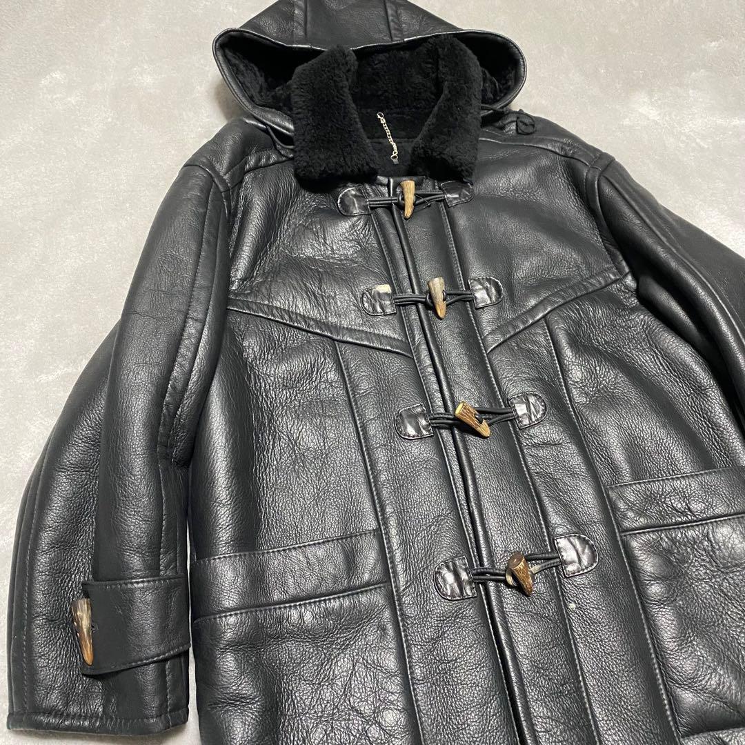 交渉中gco34 フーディーラムレザームートンダッフルコート　フード取外し可能