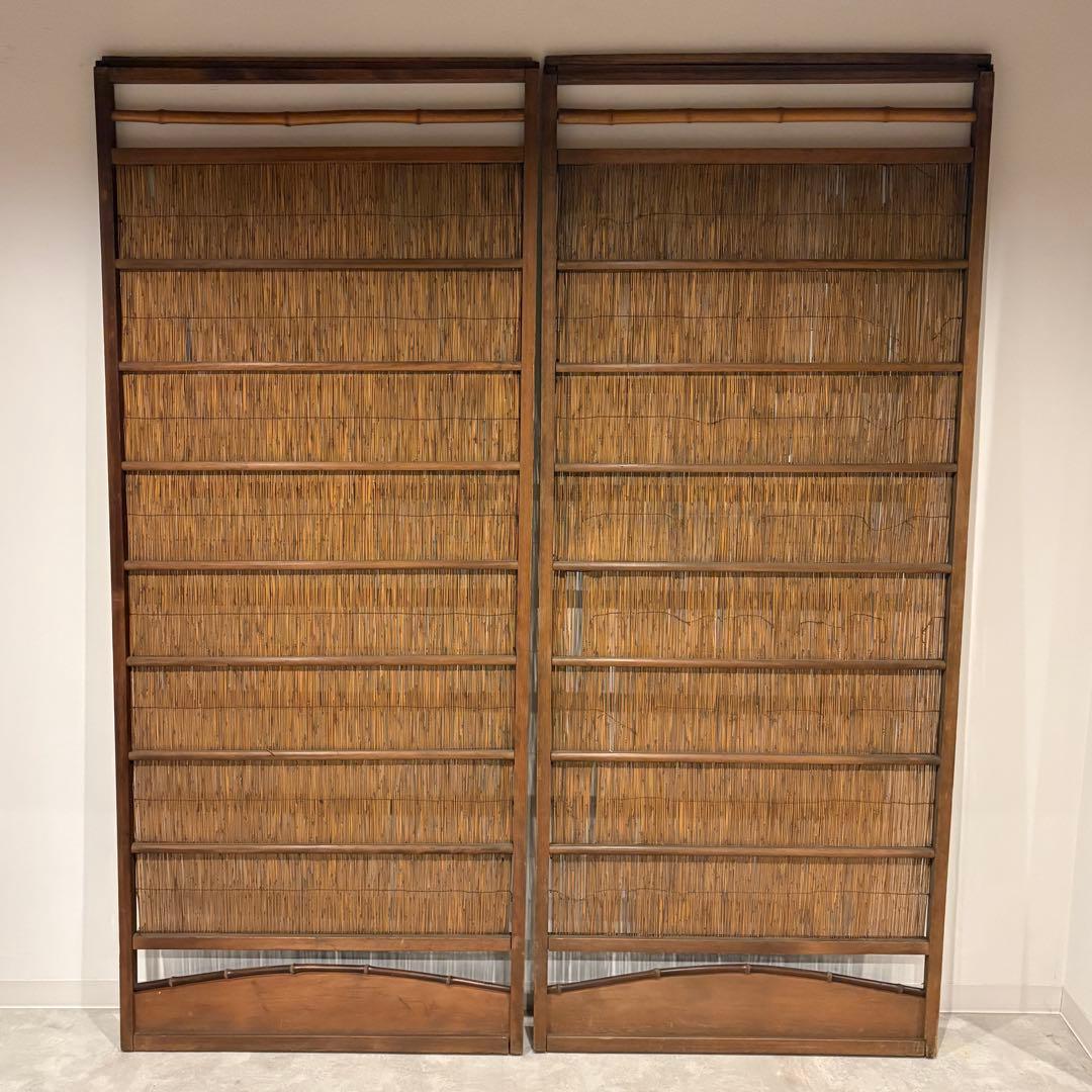 古い建具 1枚 簾戸 すど 葦戸よしど 夏障子 御簾戸 1/2