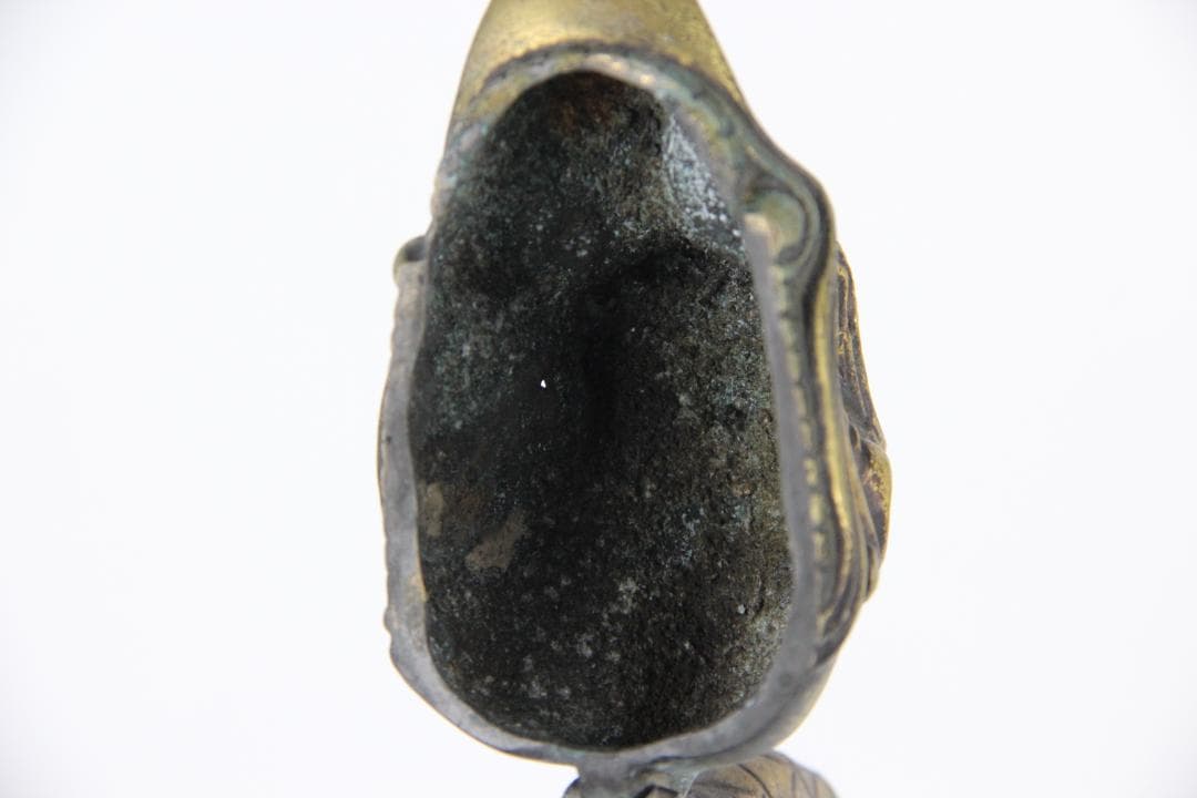 古美術 古銅 鍍金 竜首 水瓶 胡瓶 浄瓶 国宝法隆寺献納御物写 ED11-28