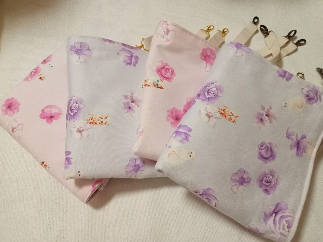 クレートカバーМ　花と猫ピンク系