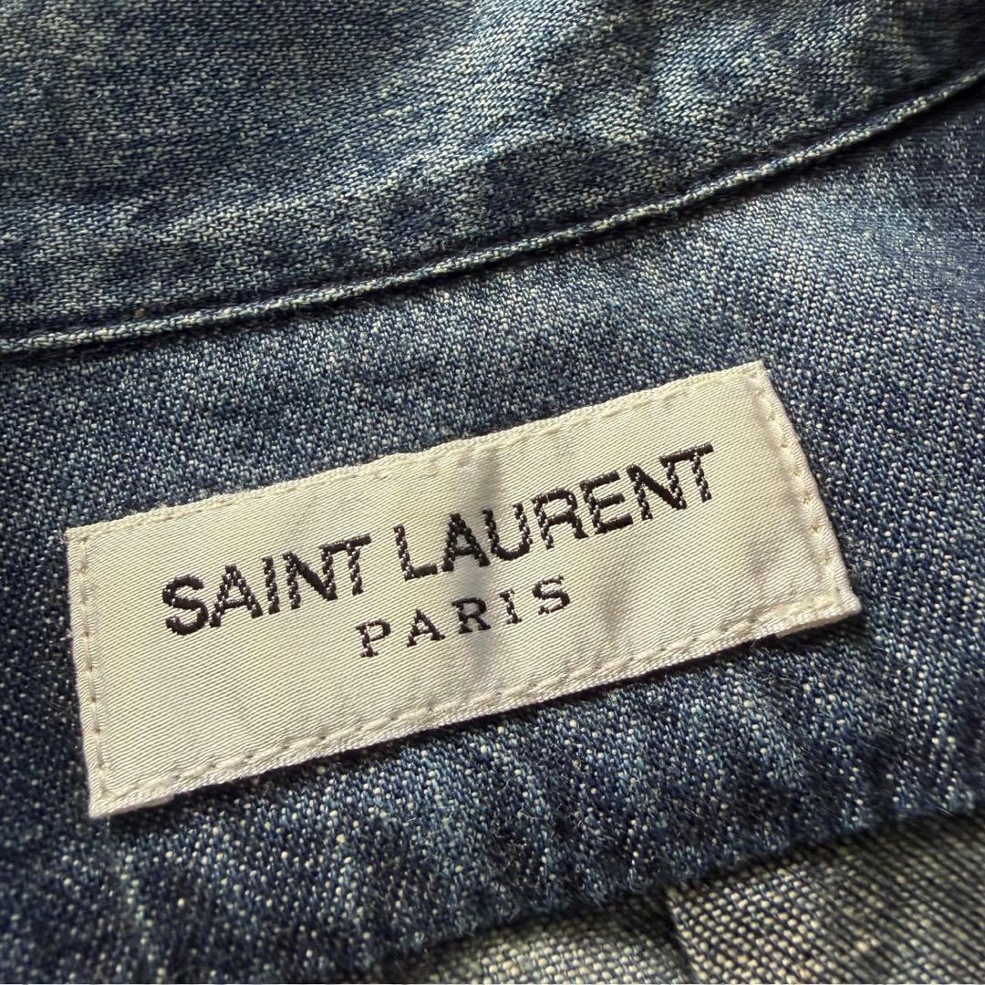 SAINT LAURENT PARIS デニム ボウタイ シャツ S 正規品