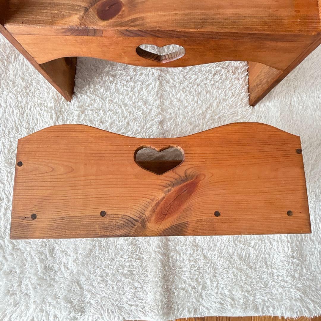 美品】パイン材 カントリー家具 ハート 棚 ラック シェルフ キャスター