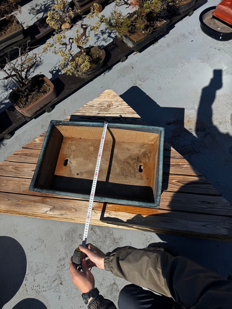 青色 陶器製 盆栽用鉢 22号