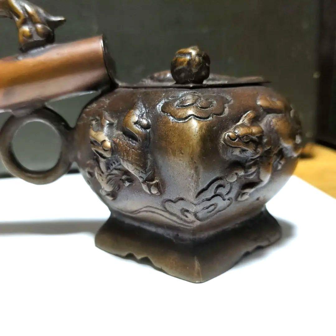 古民具 煙管 キセル 金属製 蓋付き 全長34cm 時代物 喫煙具 アンティーク