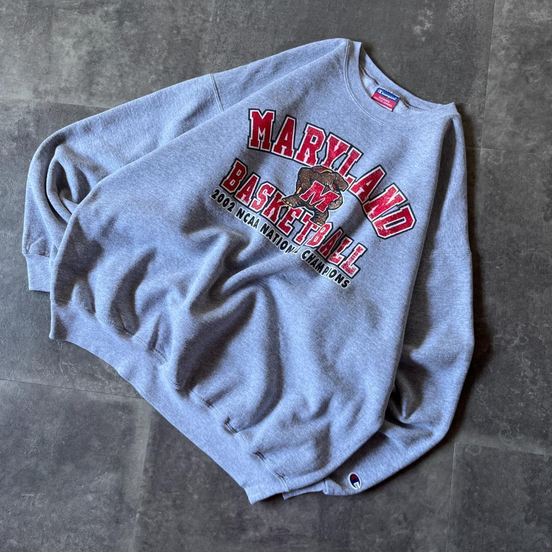 00s Champion スウェット プリントロゴ 灰 XXL A420 短丈