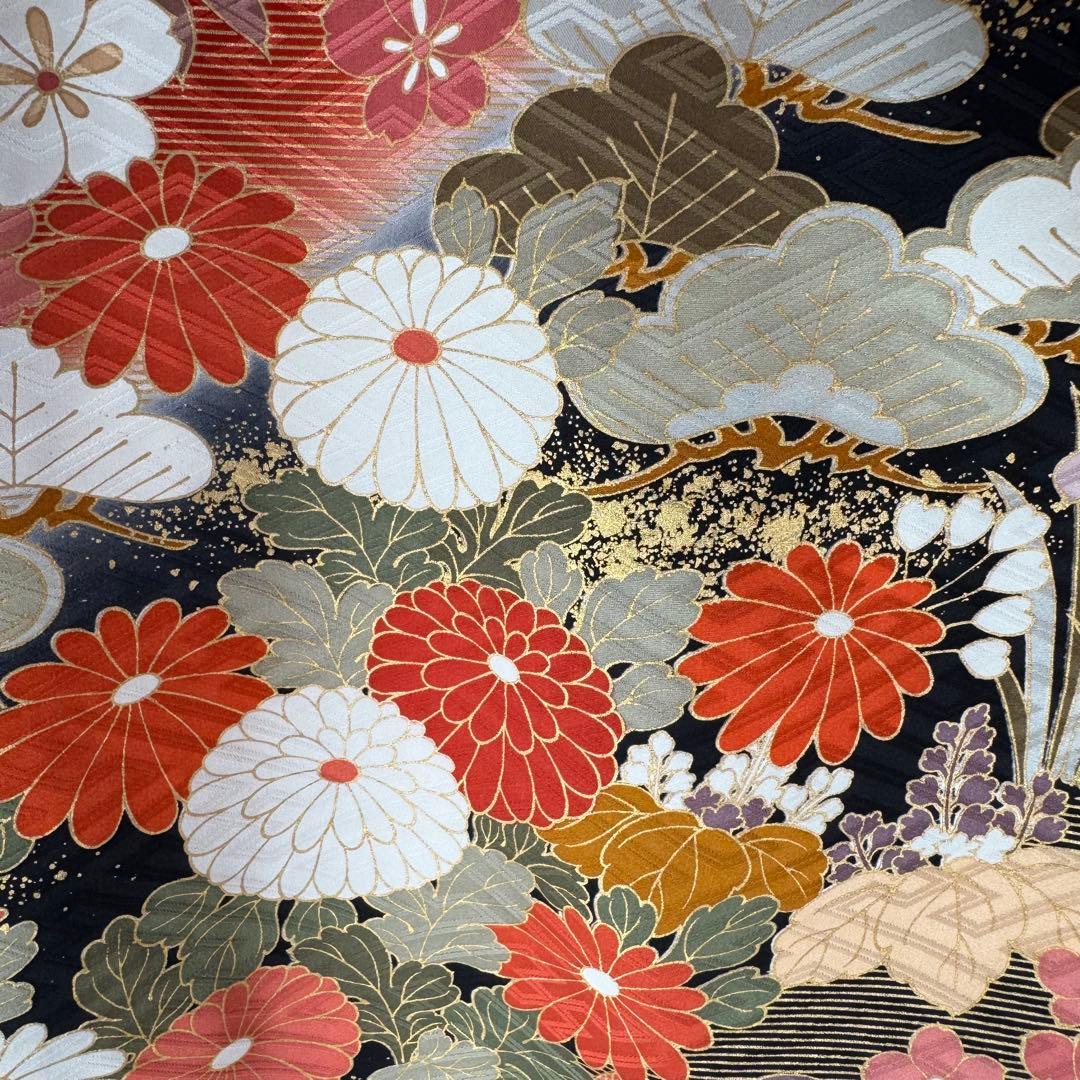 逸品 振袖7点フルセット 金駒刺繍 豪華金彩 鴛鴦　四季草花文様　成人式　結婚式