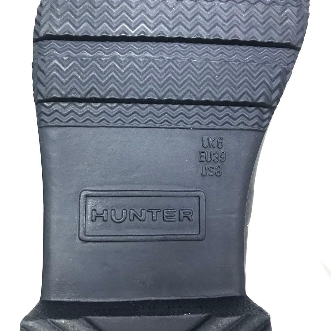 美品 ハンター レインブーツ バックル付き UK6 24.5cm ブラック 袋付