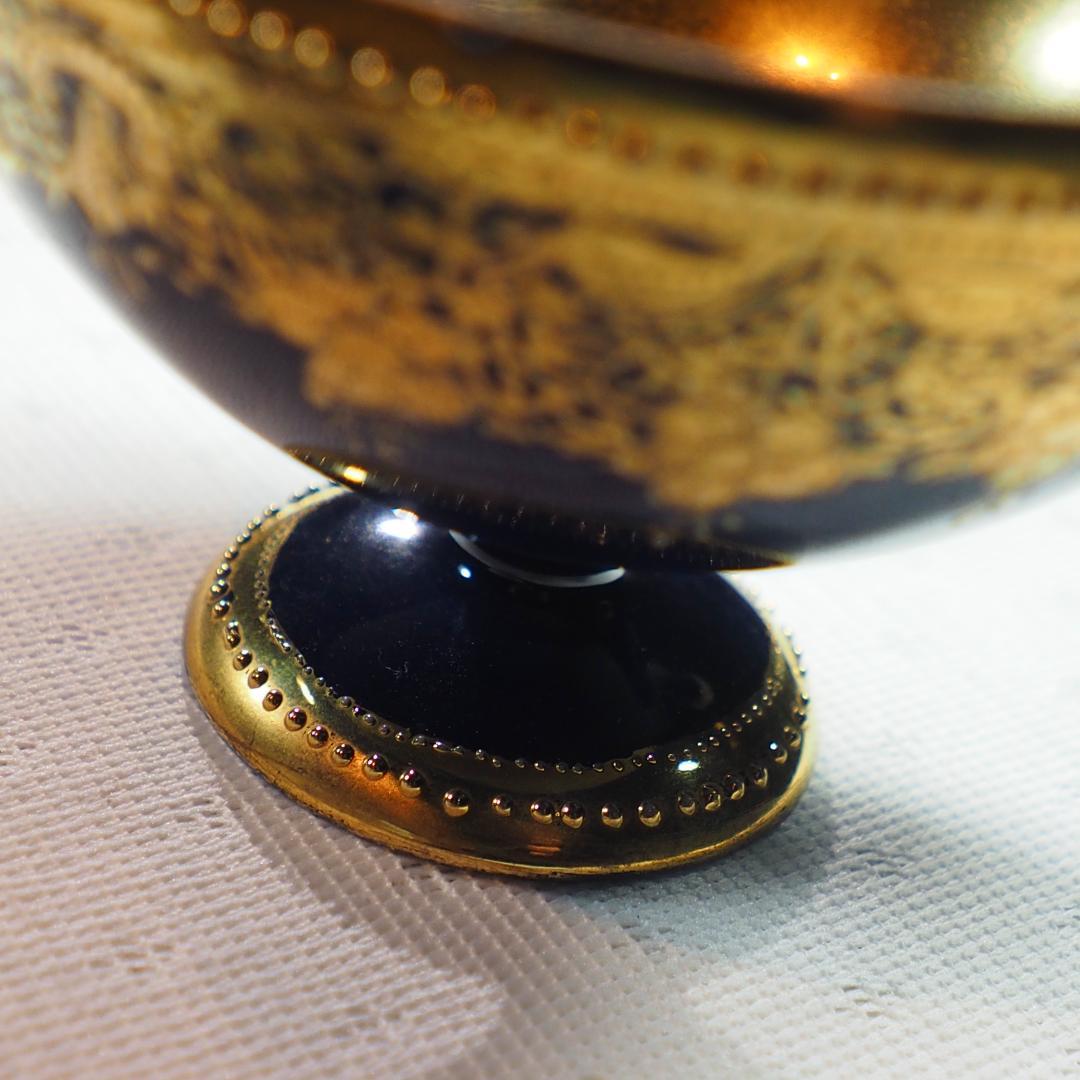 オールドノリタケ 金盛藍線帯華装飾紋 メイプルリーフ印 ペディスタル 里帰り