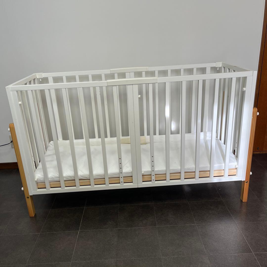 大和屋 ベビーベッド そいねーるⅢ ホワイト マットレス付き