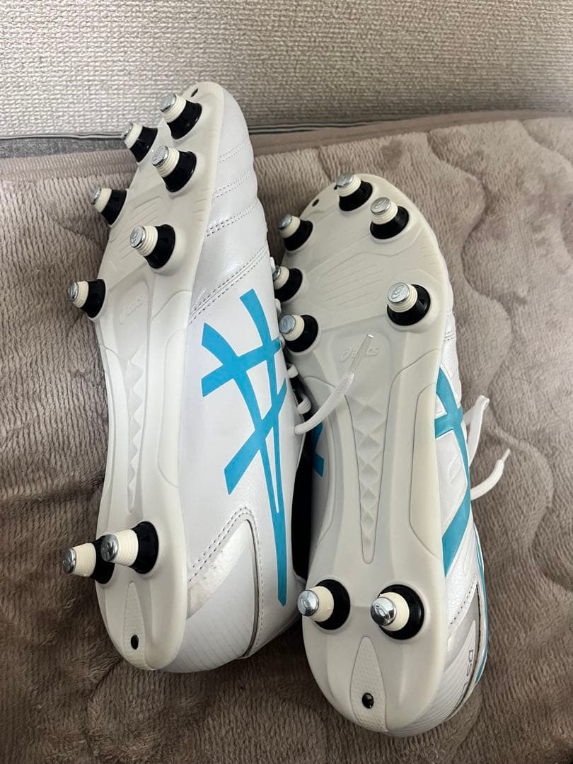 ASICS サッカースパイク ホワイト/ブルー　DS LIGHT 取り替え式