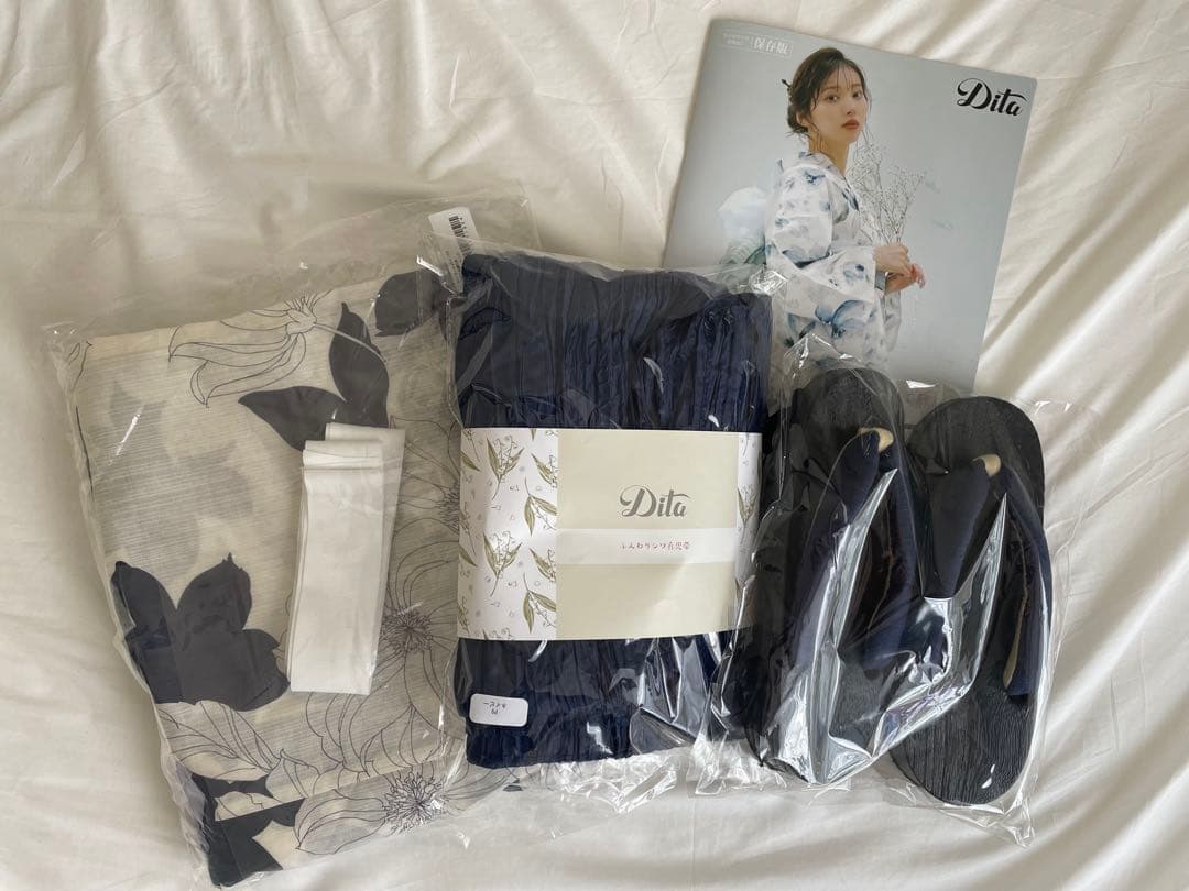 Dita 浴衣・帯・下駄・着付け本・腰紐　5点セット 夕凪の和調古典