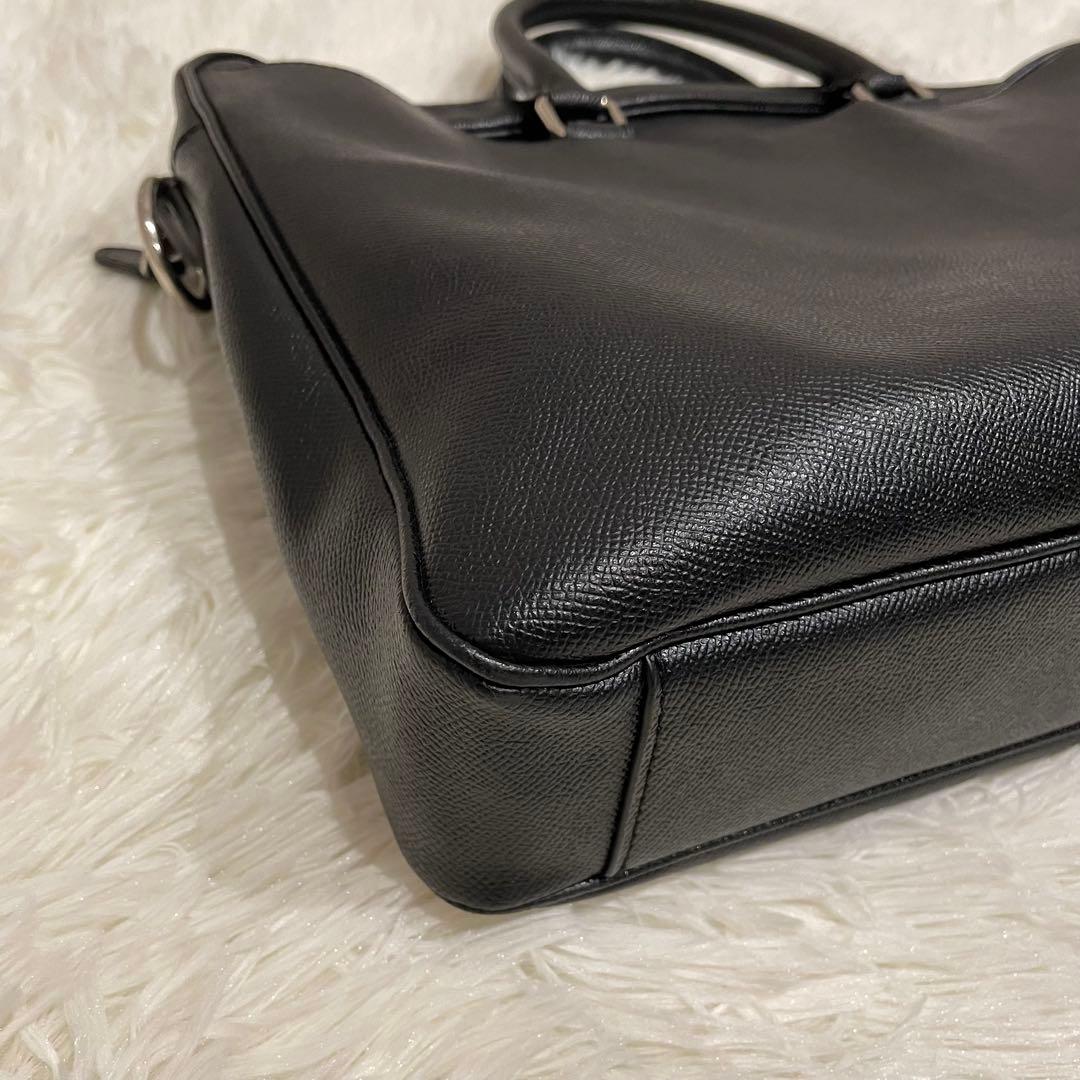 コーチ 2way オールレザー ベケット ブリーフケース ブラック シルバーロゴ