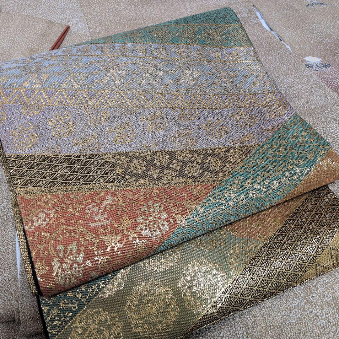 ヒューちゃん　展示会作家物　落款付下げ 楼蘭袋帯　セット　京都駒宮長着