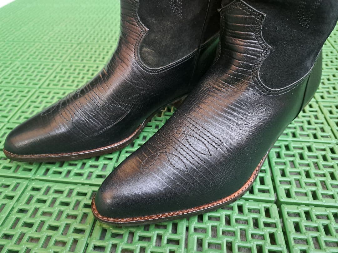 【未使用】カワノ celica 本革ウエスタンブーツ 黒