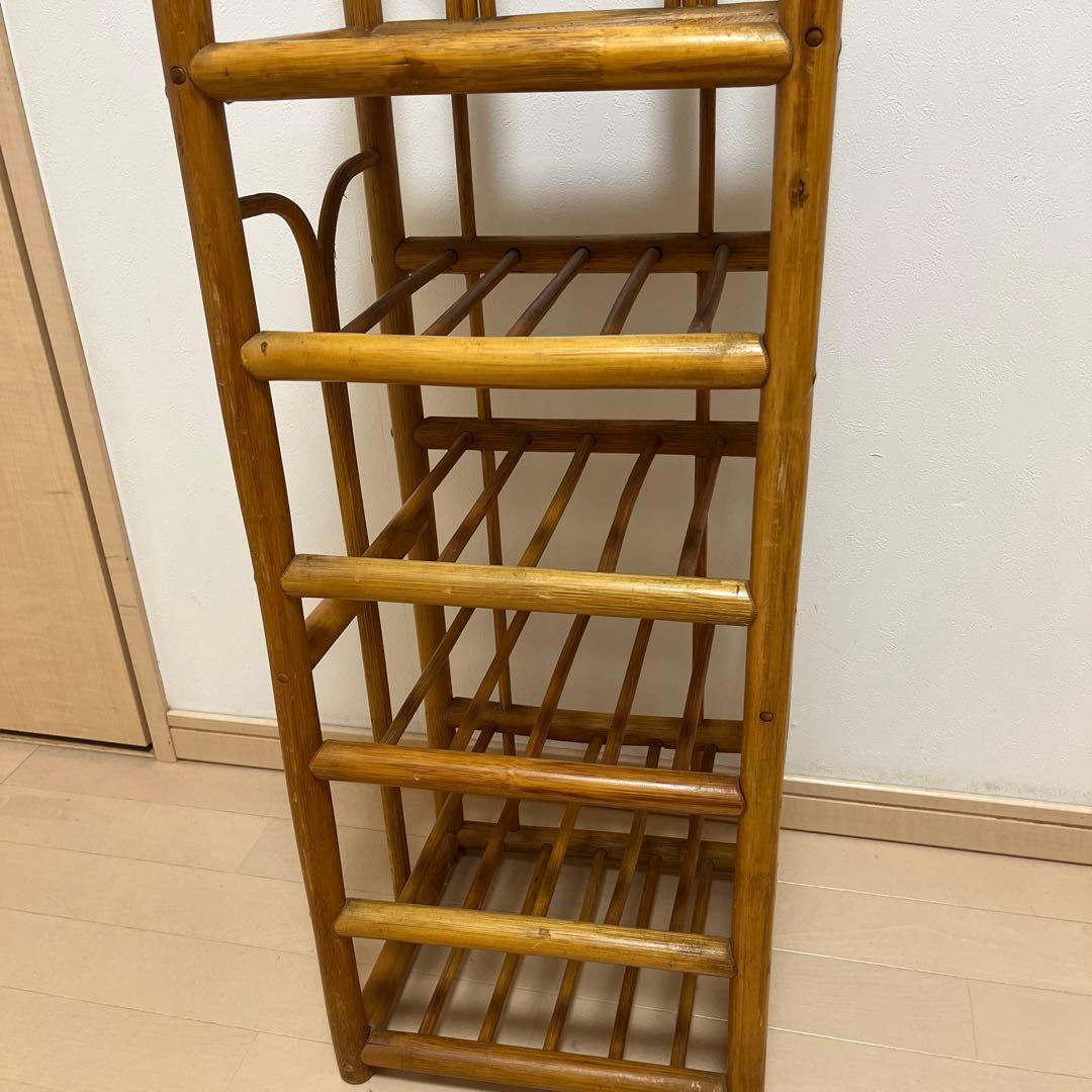 藤　ラタン　鏡　ミラー　棚　インテリア　昭和　レトロ