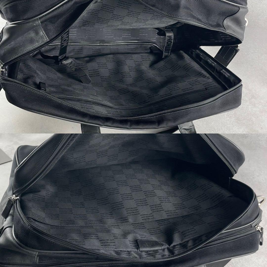 【希少】モンブラン ビジネスバッグ 2way ロゴ金具 レザー キャンバス 黒