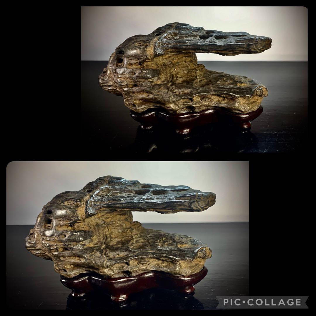 3999 佐治川石 ウブ 桐箱付  銘：『虎渓窟』 横22(cm)2.66kg