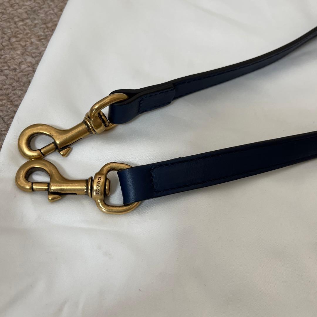 GUCCI デニムバッグ　ショルダーストラップ付き　パールCGマーモント