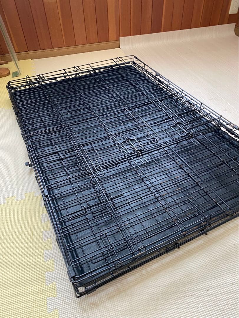 BLACK◆大型犬用折りたたみ金属ケージ