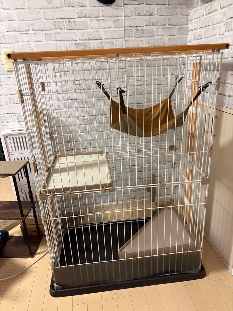 コジマ　ウッドワンサークル キャット 2段 KJセット　猫ケージ　ハンモック付き