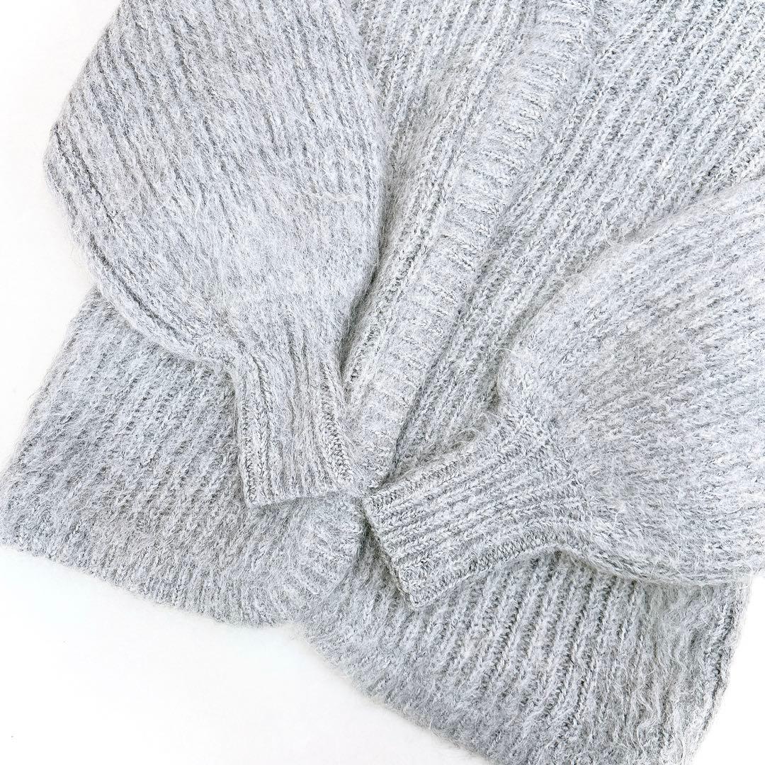 美品　クラネ　モヘヤシャギーニットカーディガン　グレー　ボリューム袖　サイズ2