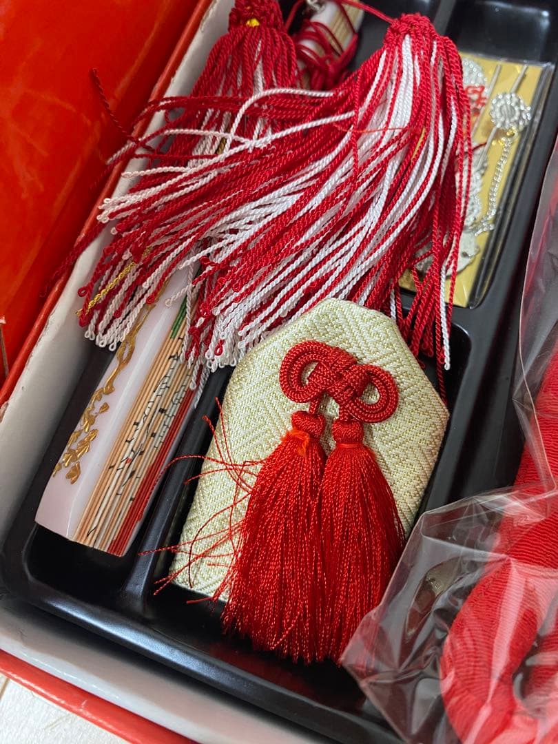 美品　結び帯　はこせこセット　箱せこセット　7歳　七五三　帯　ハコセコ　草履