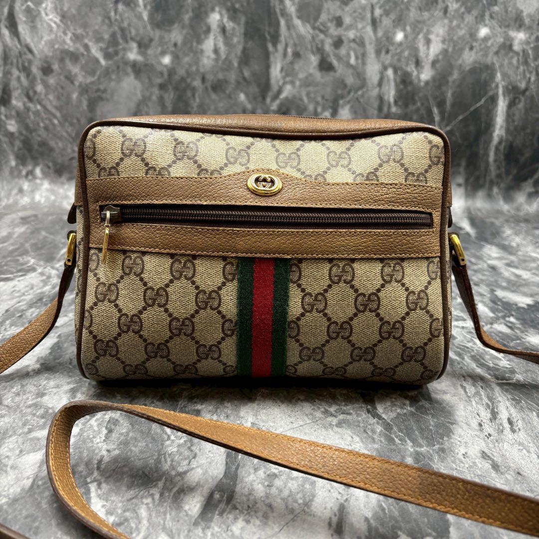 ✨美品✨GUCCI GG シェリーライン ショルダーバッグ ベージュ レザー