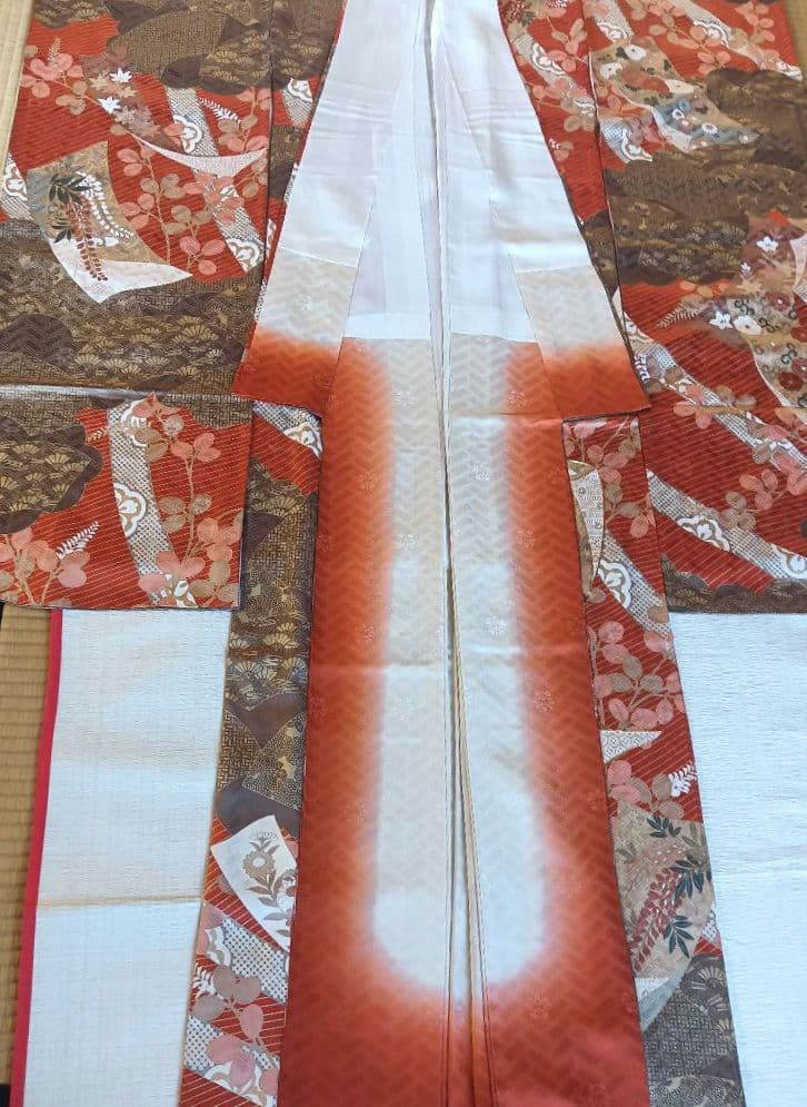 吾妻徳穂　吉澤友禅　振袖フルセット　美品　朱系　華やか　丈161 裄67.5